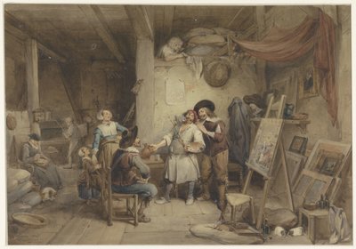 Adriaen Brouwer med sin elev J. van Craesbeek av Jean Baptiste Madou
