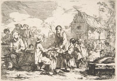 Village Market Place Village Market, 1700-tallet. av Jean Baptiste Marie Pierre
