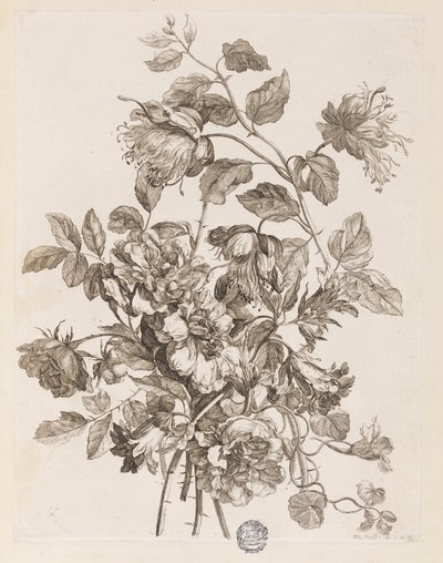 Tallerken fra "The Book of All Kinds of Flowers from Nature" av Jean Baptiste Monnoyer