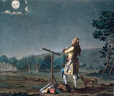 Bernard le Bovier de Fontenelle vurderer mangfoldet av verdener, 1791. av Jean Baptiste Morret