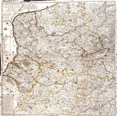 Kart over Artois (Frankrike) og Flandern (Belgia, Nederland) (Gravering av Jean Baptiste Nolin