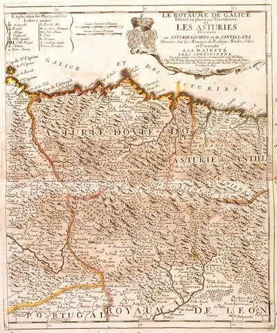 Kart over Asturias (Spania) (Gravering av Jean Baptiste Nolin