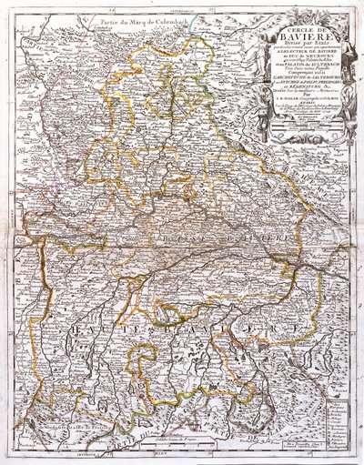 Kart over Bayern (Tyskland) (Gravering av Jean Baptiste Nolin