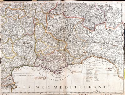 Kart over Dauphine og Provence (Frankrike) (Gravering av Jean Baptiste Nolin
