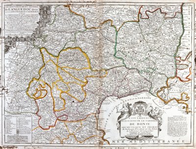 Kart over Languedoc (Sør-Frankrike) (Gravering av Jean Baptiste Nolin
