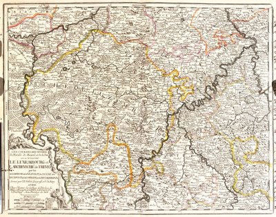 Kart over Luxembourg og bispedømmet Treves (Tyskland) (Gravering av Jean Baptiste Nolin
