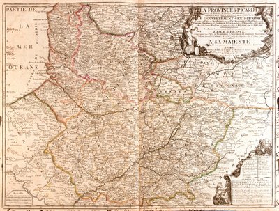 Kart over Picardie (Frankrike) av Jean Baptiste Nolin