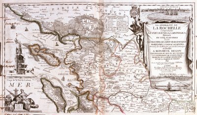 Kart over Poitou Charentes (Frankrike) (Gravering av Jean Baptiste Nolin