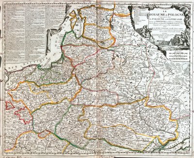 Kart over Polen og Litauen (gravering av Jean Baptiste Nolin