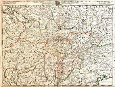 Kart over Tyrol-provinsen (Tyskland) (Gravering av Jean Baptiste Nolin