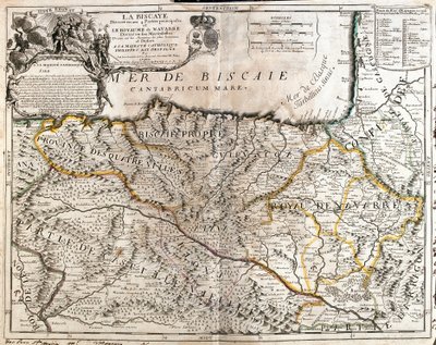 Kart over Biscaya-provinsen (Spania) og kongeriket Navarra (Frankrike) (gravering av Jean Baptiste Nolin