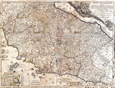 Kart over kirkens territorier i Italia (radering av Jean Baptiste Nolin