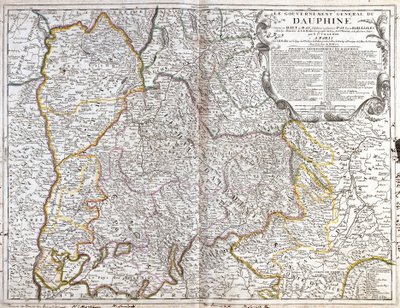 Kart over Dauphine (Frankrike) (Gravering av Jean Baptiste Nolin