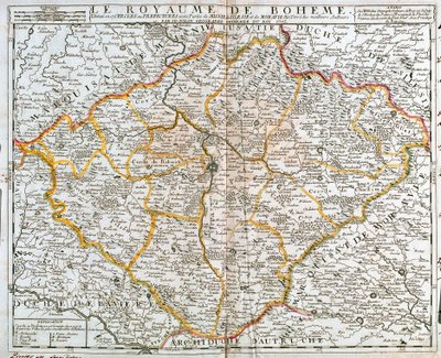 Kart over kongeriket Böhmen (Tsjekkia) (gravering av Jean Baptiste Nolin