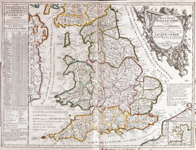 Kart over kongeriket England, under James IIs regjeringstid (Gravering av Jean Baptiste Nolin