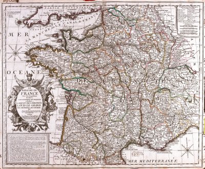 Kart over kongeriket Frankrike (Gravering av Jean Baptiste Nolin