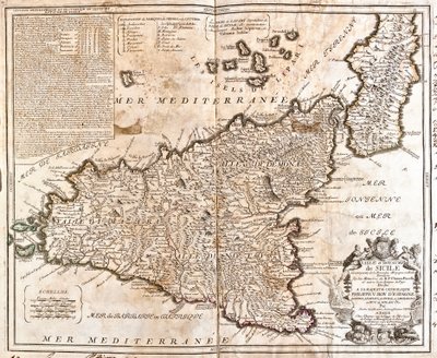 Kart over kongeriket Sicilia (Italia) (Gravering av Jean Baptiste Nolin