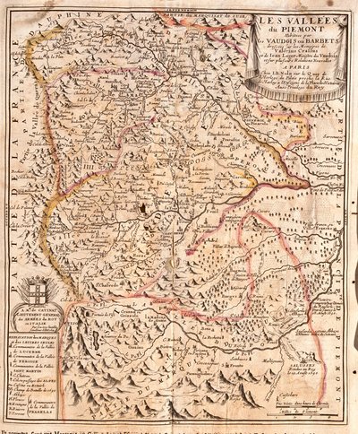 Kart over Piemonte (Italia) (Gravering av Jean Baptiste Nolin