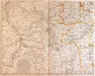 Kart over den sørvestlige delen av Ile de France av Jean Baptiste Nolin
