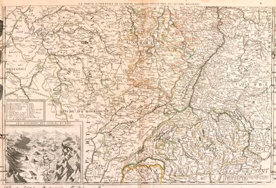 Kart over området rundt Rhinen (Tyskland, Sveits, Frankrike) (Gravering av Jean Baptiste Nolin