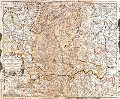 Kart over området i Milano (Italia) (Gravering av Jean Baptiste Nolin