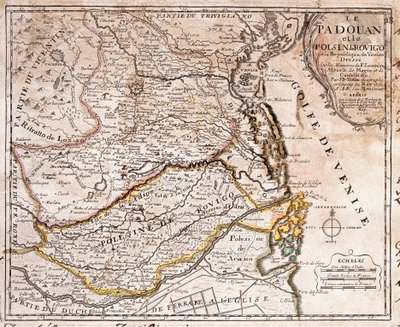 Kart over området Padua og Polesine (Italia) (Gravering av Jean Baptiste Nolin