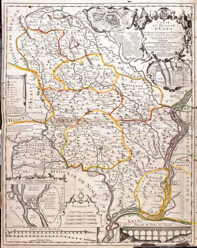 Kart over bispedømmet Uzes (Frankrike) (Gravering av Jean Baptiste Nolin