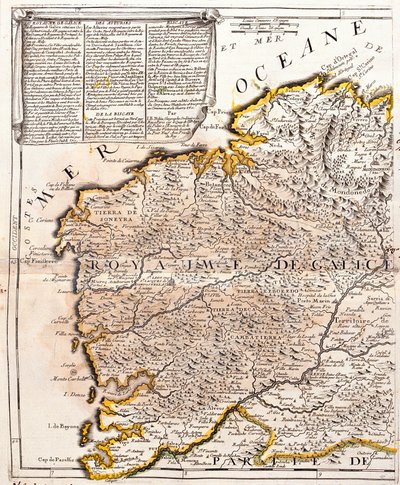 Kart over kongeriket Galicia (Spania) (Gravering av Jean Baptiste Nolin
