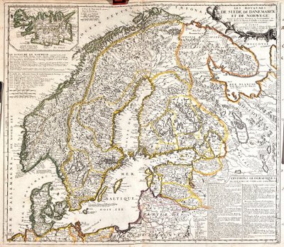 Kart over kongedømmene Norge, Sverige og Danmark (Gravering av Jean Baptiste Nolin