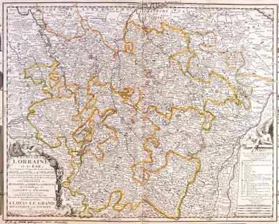 Kart over provinsen Lorraine (Frankrike) (Gravering av Jean Baptiste Nolin