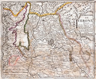 Kart over territoriet til Verona (Veneto, Italia) (radering av Jean Baptiste Nolin