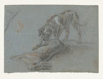 Hund med en skutt hare av Jean Baptiste Oudry (possibly)