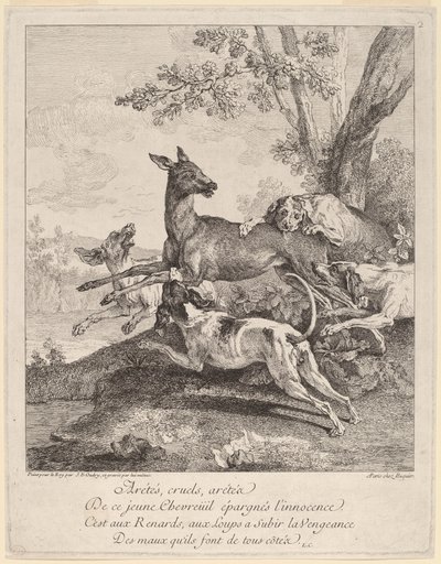En hjort angrepet av hunder av Jean Baptiste Oudry