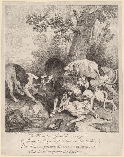En ulv angrepet av hunder av Jean Baptiste Oudry