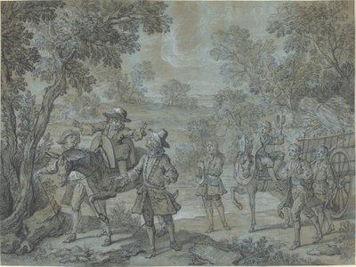 Ragotin deklamerer vers; bønder tror han forkynner av Jean Baptiste Oudry
