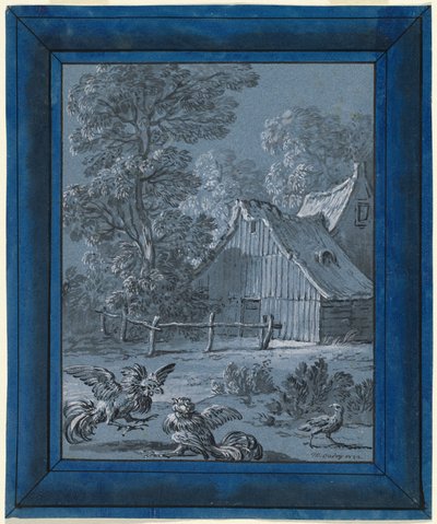 Parthønen og hanene av Jean Baptiste Oudry