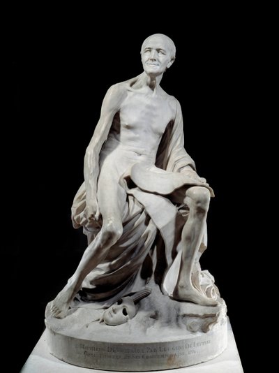 Francois-Marie Arouet dit Voltaire nu (1694-1778) Marmorskulptur av Jean-Baptiste Pigalle (1714-1785) 1776 Søn. 1,5 m Paris, Louvre-museet av Jean Baptiste Pigalle