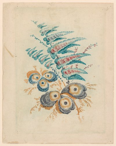 Fantastisk blomstermotiv fra Nouvelle Suitete de Cahiers de Fleurs Idéales av Jean Baptiste Pillement