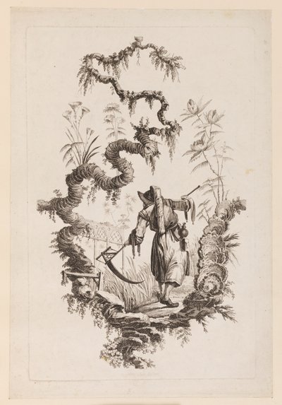 Figur med ljå under gren av Jean Baptiste Pillement