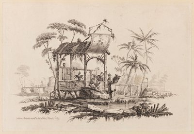 Figurer under en struktur av Jean Baptiste Pillement