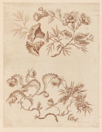 Blomstergrener, fra "Samling av forskjellige fantasiblomster i kinesisk smak" av Jean Baptiste Pillement