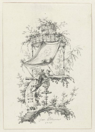 Ornamental komposisjon i chinoiserie-stil Ornamental design i chinoiserie-stil for Deuxième Cahier de six Baraques Chinoises (serietittel) av Jean Baptiste Pillement