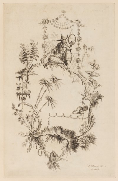 Plate 3, fra "A New Book of Chinese Ornaments" av Jean Baptiste Pillement