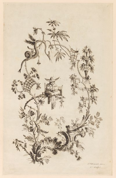 Plate 5, fra "A New Book of Chinese Ornaments" av Jean Baptiste Pillement