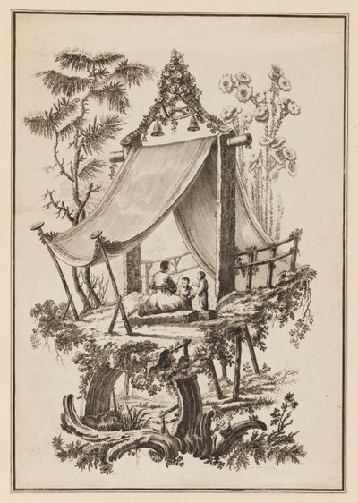 Tre figurer under teltet av Jean Baptiste Pillement
