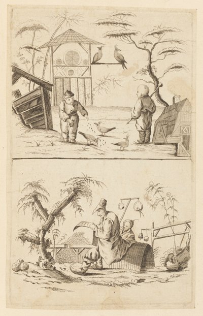 To kinesiske scener av Jean Baptiste Pillement