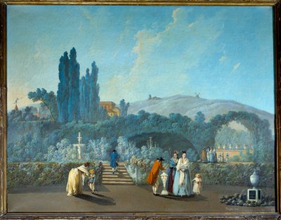 Utsikt over hagene til Benfica i Lisboa i 1785 Akvarell av Jean Pillement (1728-1808) 1785 Paris, dekorativ kunst av Jean Baptiste Pillement