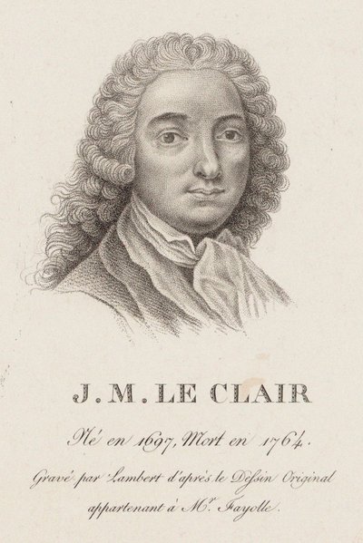 Portrett av fiolinisten og komponisten Jean-Marie Leclair 1697-1764. av Jean Baptiste Ponce Lambert