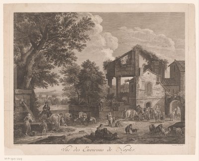 Utsikt over omgivelsene til Napoli Vüe ​​​​des Environs de Naples (tittel på objekt) av Jean Baptiste Racine