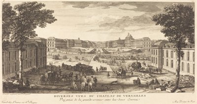 Utsikt tatt fra hovedgaten mellom de to stallene av Jean Baptiste Rigaud